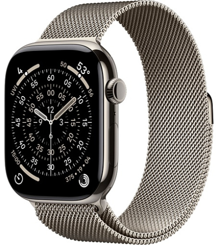 Apple Watch Series 11 46mm Titanium Case with Milanese Loop M/L, Natural (MFD04)