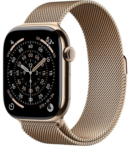 Apple Watch Series 11 46mm GPS + Cellular Titanium Case with Milanese Loop M/L, Gold (MFD84)